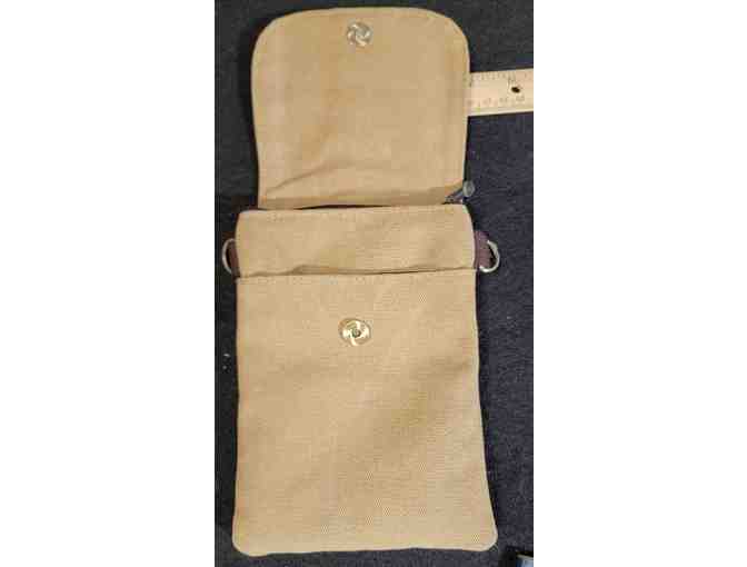 Embroidered Canvas Crossbody Bag 4.5' across