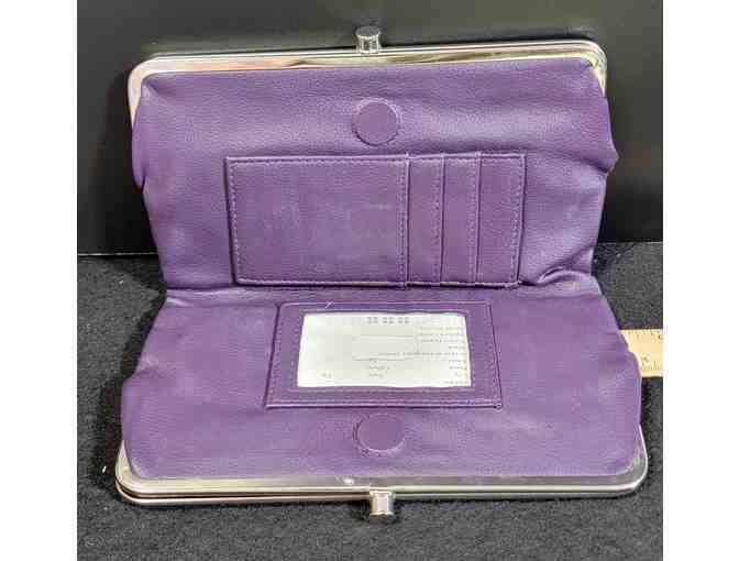 Double Clutch Wallet Magnetic Distressed Leather Lilac Purple - Photo 2