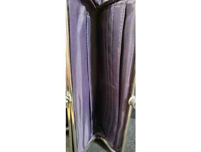 Double Clutch Wallet Magnetic Distressed Leather Lilac Purple - Photo 5