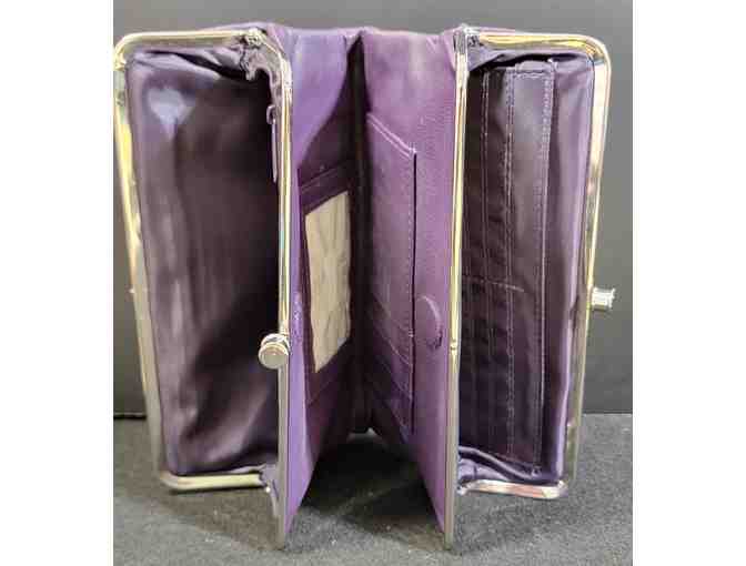 Double Clutch Wallet Magnetic Distressed Leather Lilac Purple - Photo 6
