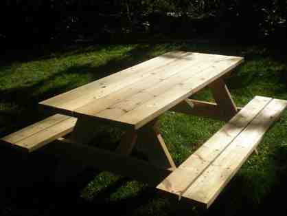 Sturdy hand-built picnic table