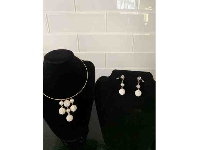 Elegant Faux Pearl and Bead Necklace and Earring Set