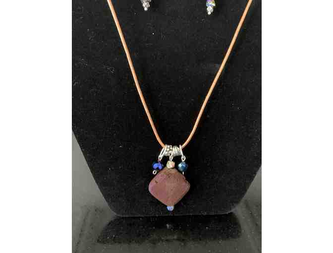Sterling Silver Lava Stones Necklace and Earring Set