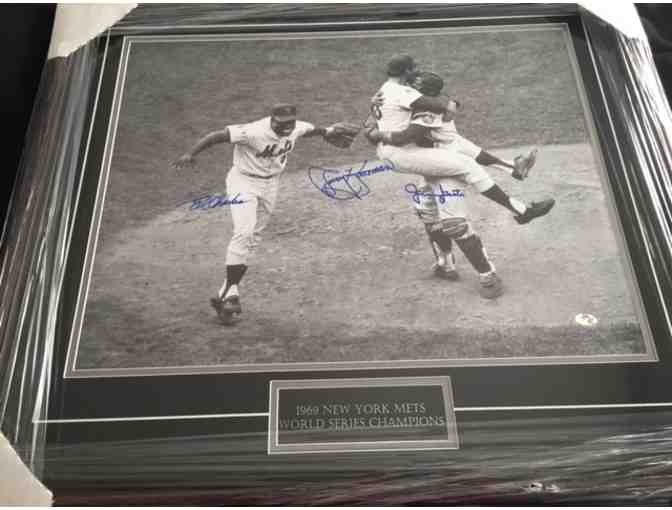 1969 Mets World Series Last Out - Signed by Koosman, Grote & Charles