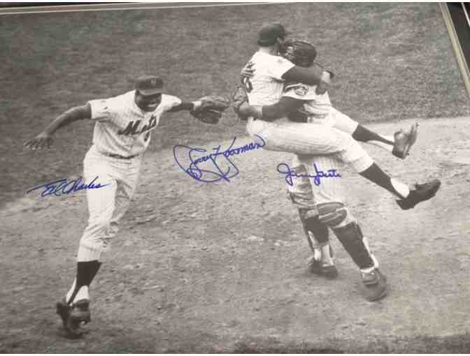 1969 Mets World Series Last Out - Signed by Koosman, Grote & Charles