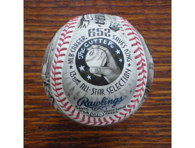 Mariano Rivera Hand Painted Ball by Mike Floyd