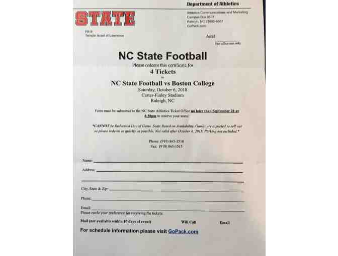 NC State Football Certificate - Photo 1