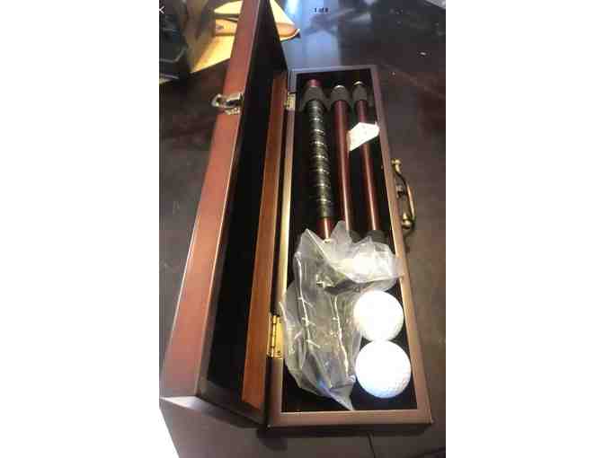 Indian Springs Country Club, Bombay Golf Club putter set and a hardcover Golf Book