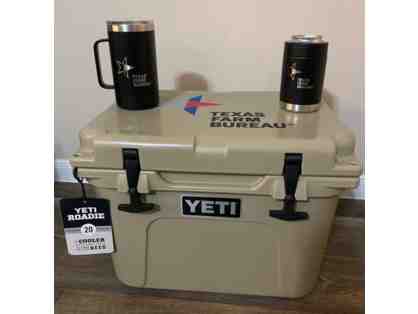 Yeti Cooler with mug and koozie