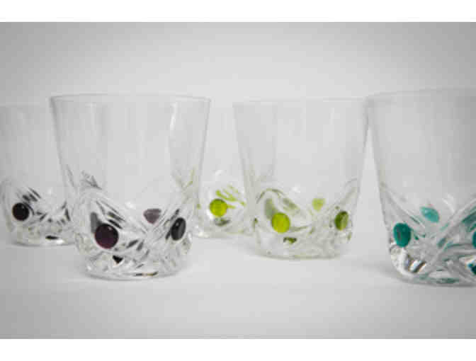 One set of 5 vintage Lalique highball glasses and 5 coordinating plates