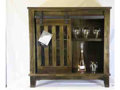 Entertainment/bar with Cole Des Rose wine and set of four stemless glasses