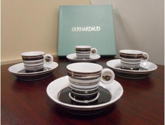 Set of 4 Bernardaud Espresso cups/w saucers - 24K gold