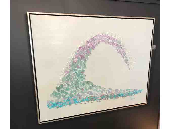 'Seaside' Original Acrylic and SeaGlass on Canvas by Fran Carlisle