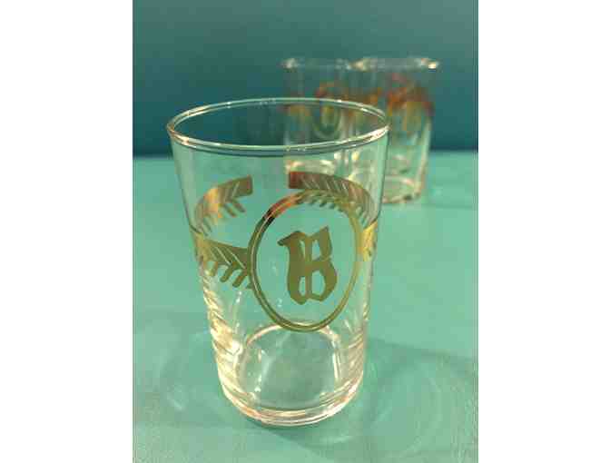 Vintage Whisky Decanter & 4 Gold Leaf Glasses
