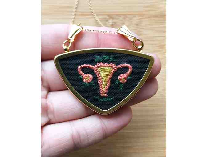 Hand-Embroidered Miniature Uterus Necklace