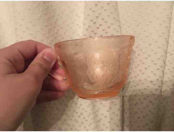 Depression Glass Cups and Saucers set of 6