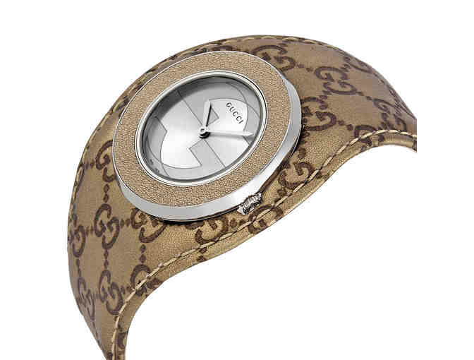 GUCCI U-Play Silver Dial Champagne Leather Watch