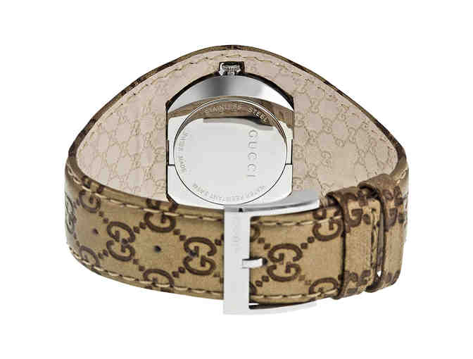 GUCCI U-Play Silver Dial Champagne Leather Watch