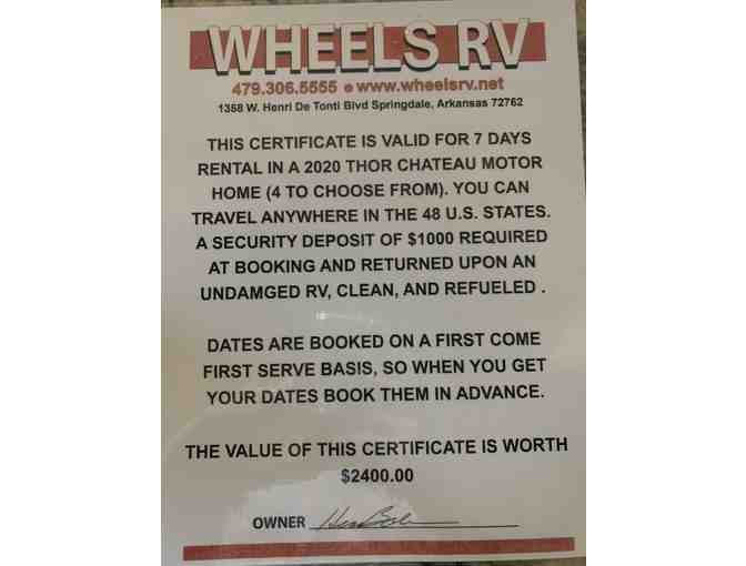 Wheels RV - 1 Week Rental