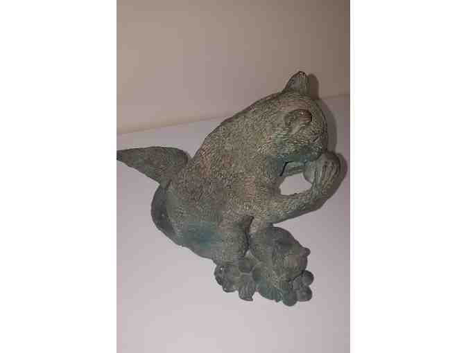 Handmade Verde Bronze Sculpture of a Squirrel
