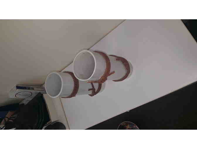 Porcelain vases with rope detail from Thailand, pair