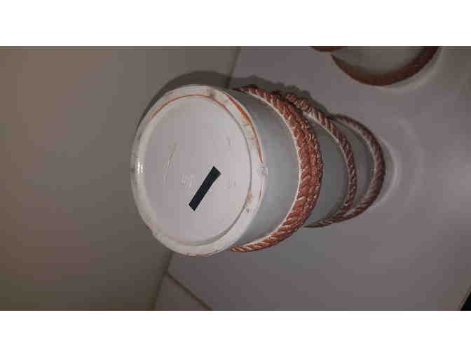 Porcelain vases with rope detail from Thailand, pair