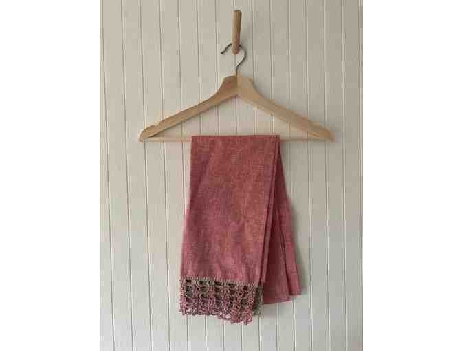 Recycled Linen Pink Scarf made by hand by Chako Takahashi