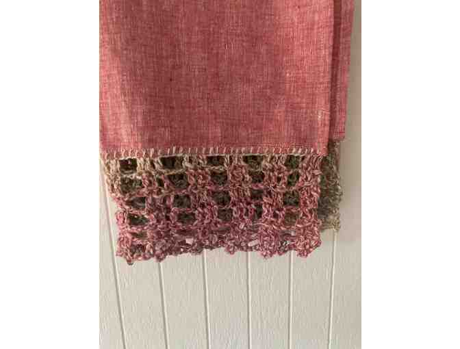 Recycled Linen Pink Scarf made by hand by Chako Takahashi