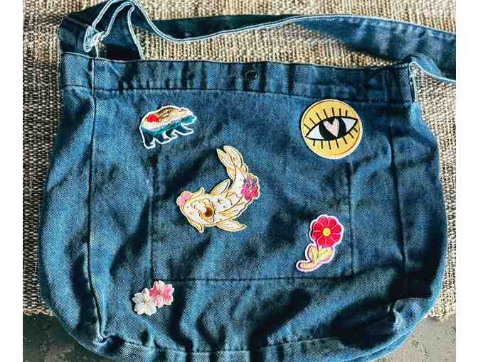 90's Style Jean Bag with Patches - Photo 1