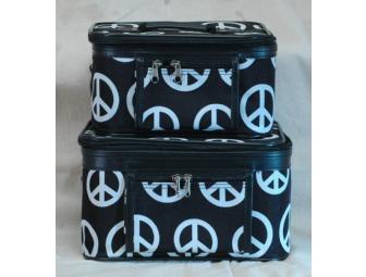 Two (2) Black and White 'Peace' Travel Cases
