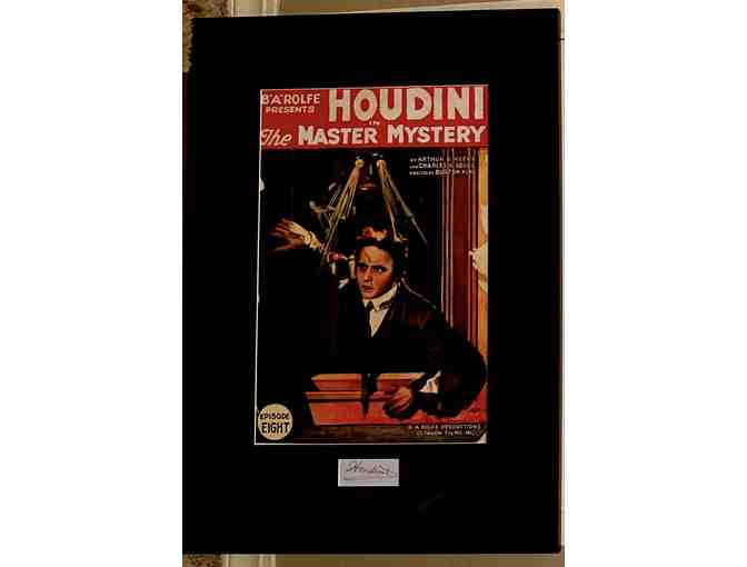 Harry Houdini Signed Autograph Album Page and Poster Framed