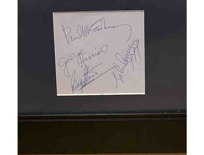 THE BEATLES BAND SIGNED ALBUM PAGE FRAMED 1965 HELP RECORD