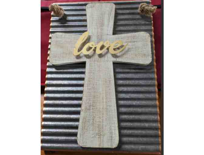 Rustic Tin Cross Picture - Photo 1