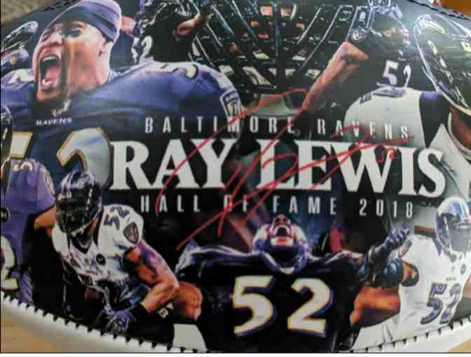 Baltimore Ravens Ray Lewis Football with printed signature