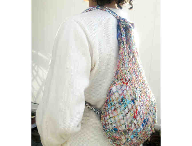 A Crocheted Backpack by Sandye Renz