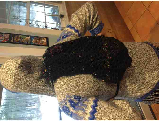 Knit Backpacks by Sandye Renz (Black with Rainbow Splash)