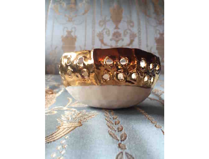Porcelain Bowl with Gold Rim by Artist Young Mi Kim