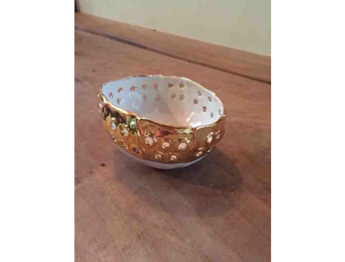 Porcelain Bowl with Gold Rim by Artist Young Mi Kim