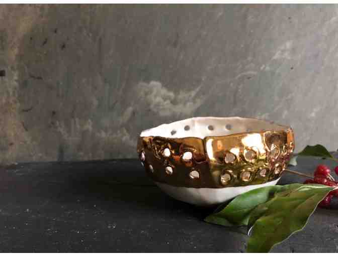 Porcelain Bowl with Gold Rim by Artist Young Mi Kim
