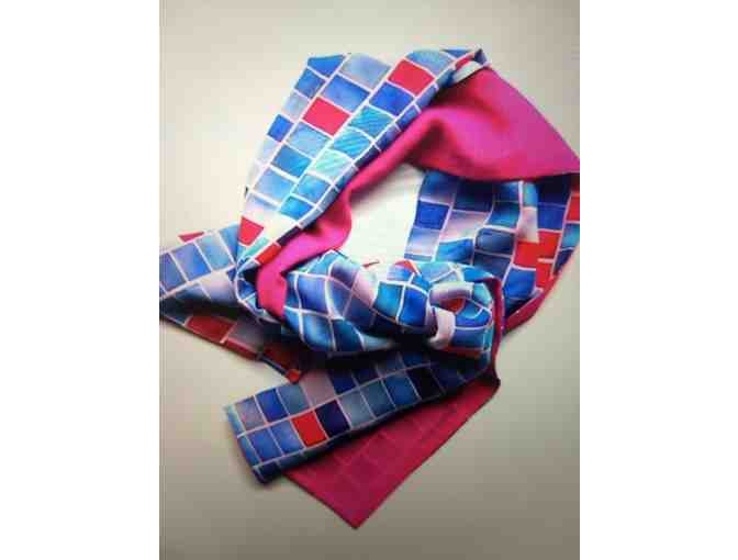 CLOTHES: Narrow Vivid Pink Mapping Pi Scarf by Isa Catto - Photo 1