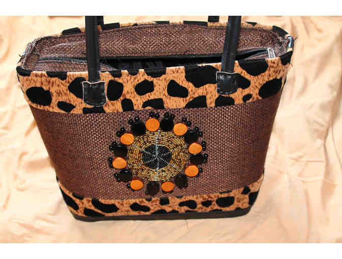 Woven and beaded natural materials handbag