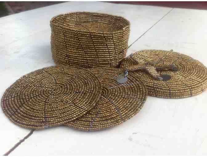 Gold-coloured Handmade Coaster set and Ornament