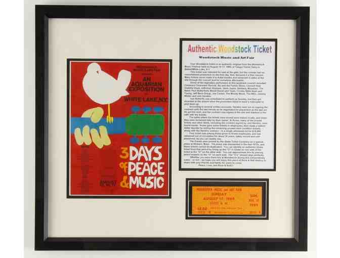 Woodstock 19.5' x 17.5' Custom Framed Authentic Ticket Display