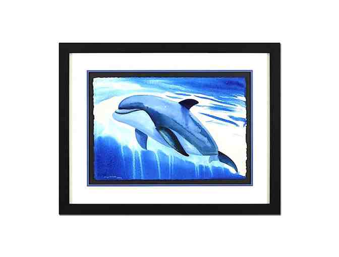 Wyland "Dolphin Up" Signed 23.5" x 15" Original Watercolor Painting - Photo 1
