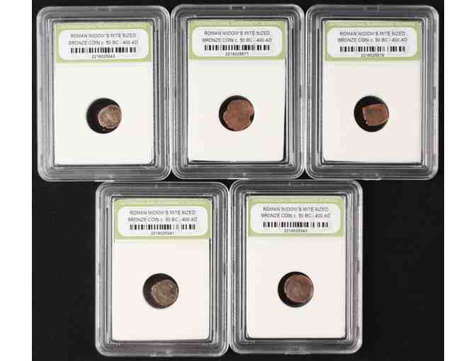 Lot of (8) Roman Widow's Mite Sized Bronze Coins 50 BC - 400 AD (INB Encapsulated)