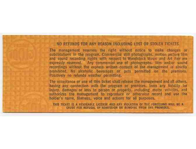 Woodstock Authentic Unused Ticket from Saturday August 16, 1969