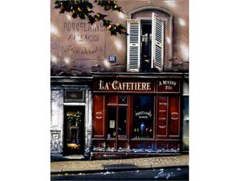Elegant signed Serigraph by late painter Thomas Pradzynski 'Le Cafe'