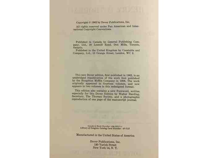 The Journal of Thoreau 'In Fourteen Volumes, Bound as Two' First Dover Edition 2 Vols.