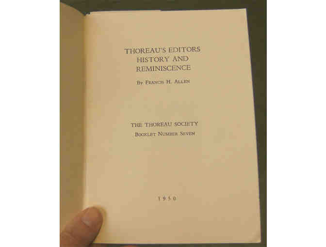 Thoreau's Editors: History and Reminiscence, by Francis H. Allen (Society Booklet #7)