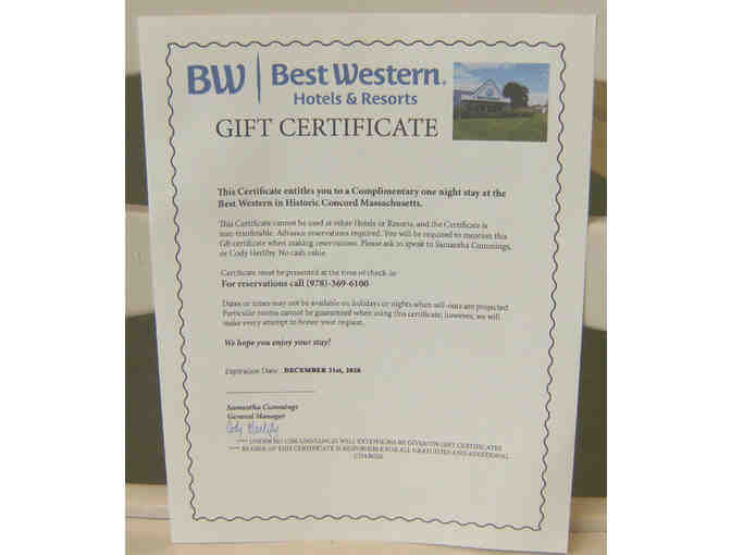 Best Western, Concord, Massachusetts, Gift Certificate